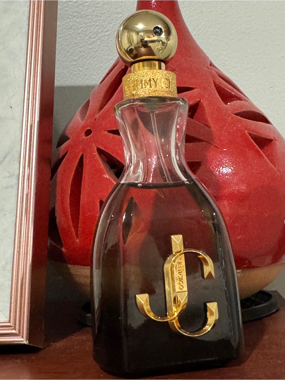 Jimmy Choo Glass Perfume Bottle with Gold Accents